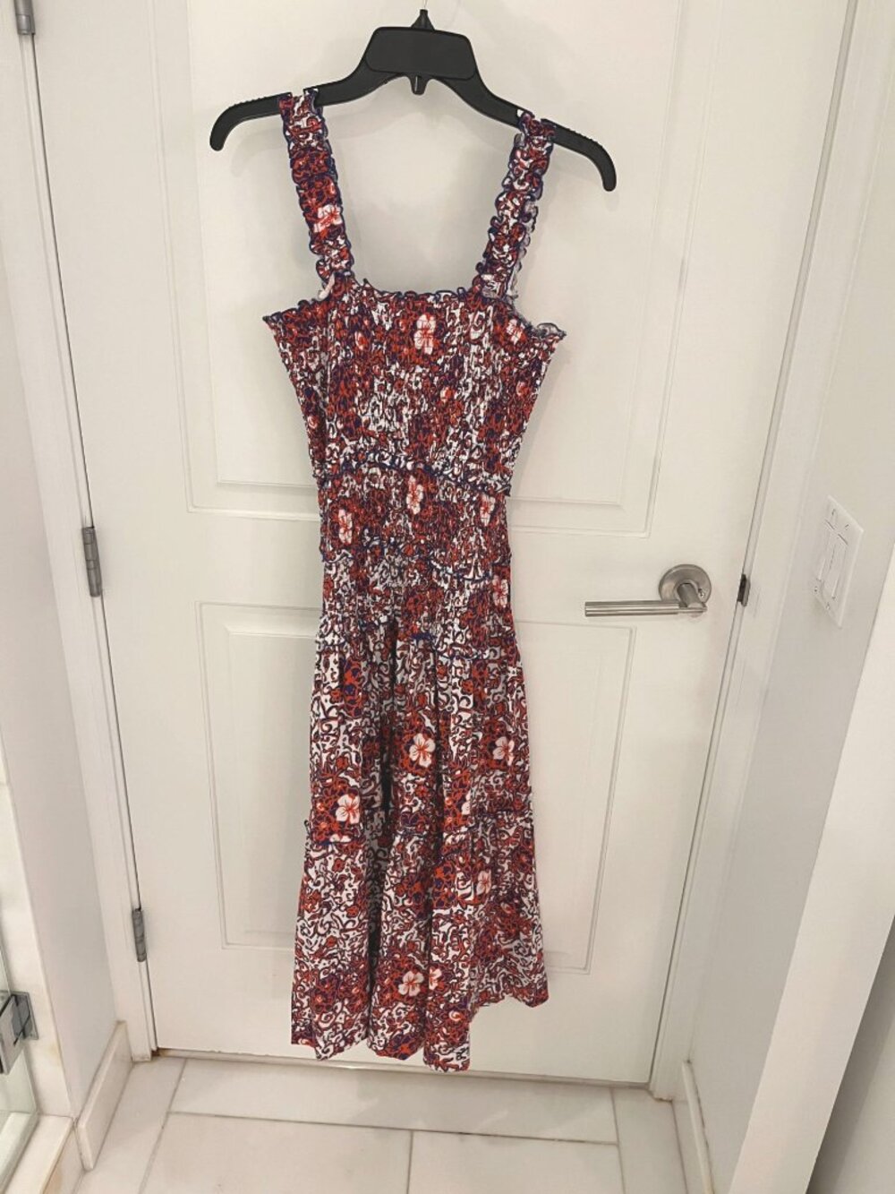 Me+Em Batick Smocked Waist Tiered Cotton Jersey Midi Dress US 4 UK 8 - Picture 6 of 11